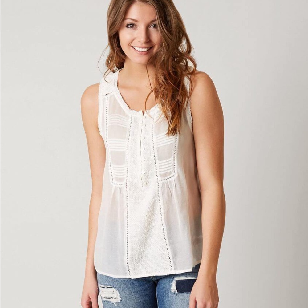 NWT Lucky Brand Audrey Mint Green Tank Top Blouse Medium New Crochet Sheer